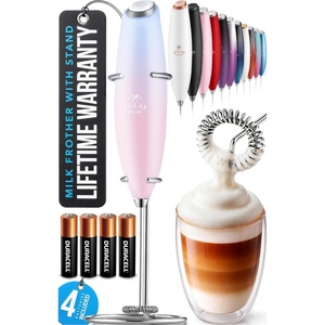 image:imageZulay Kitchen Powerful Milk Frother Wand With Duracell Batteries  Ultra Fast Handheld Drink Mixer  Electric Whisk Foam Maker for Coffee Lattes Cappuccino amp Matcha  Triple Whisk  Orchid LilacDaffodil Lavender