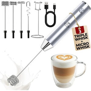 image:imageZulay Kitchen Powerful Milk Frother Wand With Duracell Batteries  Ultra Fast Handheld Drink Mixer  Electric Whisk Foam Maker for Coffee Lattes Cappuccino amp Matcha  Triple Whisk  Orchid LilacLux Alpha Silver