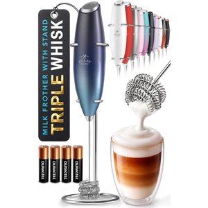 image:imageZulay Kitchen Powerful Milk Frother Wand With Duracell Batteries  Ultra Fast Handheld Drink Mixer  Electric Whisk Foam Maker for Coffee Lattes Cappuccino amp Matcha  Triple Whisk  Orchid LilacOcean Depth