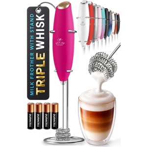 image:imageZulay Kitchen Powerful Milk Frother Wand With Duracell Batteries  Ultra Fast Handheld Drink Mixer  Electric Whisk Foam Maker for Coffee Lattes Cappuccino amp Matcha  Triple Whisk  Orchid LilacMagenta Gold
