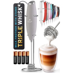 image:imageZulay Kitchen Powerful Milk Frother Wand With Duracell Batteries  Ultra Fast Handheld Drink Mixer  Electric Whisk Foam Maker for Coffee Lattes Cappuccino amp Matcha  Triple Whisk  Orchid LilacPewter Gray