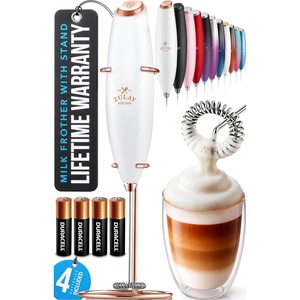 image:imageZulay Kitchen Powerful Milk Frother Wand With Duracell Batteries  Ultra Fast Handheld Drink Mixer  Electric Whisk Foam Maker for Coffee Lattes Cappuccino amp Matcha  Triple Whisk  Orchid LilacImperial White Gold