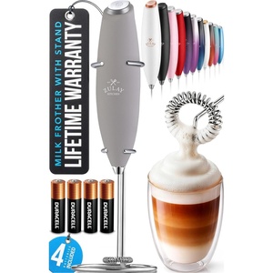 image:imageZulay Kitchen Powerful Milk Frother Wand With Duracell Batteries  Ultra Fast Handheld Drink Mixer  Electric Whisk Foam Maker for Coffee Lattes Cappuccino amp Matcha  Triple Whisk  Orchid LilacDove Gray