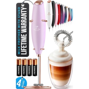 image:imageZulay Kitchen Powerful Milk Frother Wand With Duracell Batteries  Ultra Fast Handheld Drink Mixer  Electric Whisk Foam Maker for Coffee Lattes Cappuccino amp Matcha  Triple Whisk  Orchid LilacElegant Rose Gold
