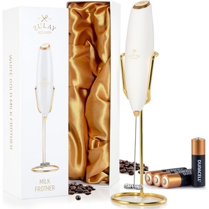 image:imageZulay Kitchen Powerful Milk Frother Wand With Duracell Batteries  Ultra Fast Handheld Drink Mixer  Electric Whisk Foam Maker for Coffee Lattes Cappuccino amp Matcha  Triple Whisk  Orchid LilacGift Box White Gold