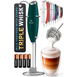 image:imageZulay Kitchen Powerful Milk Frother Wand With Duracell Batteries  Ultra Fast Handheld Drink Mixer  Electric Whisk Foam Maker for Coffee Lattes Cappuccino amp Matcha  Triple Whisk  Orchid LilacMoss Green