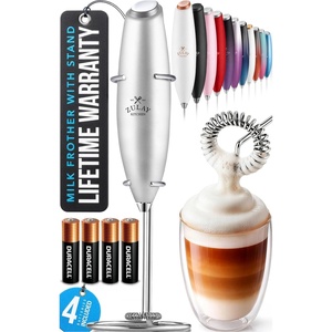 image:imageZulay Kitchen Powerful Milk Frother Wand With Duracell Batteries  Ultra Fast Handheld Drink Mixer  Electric Whisk Foam Maker for Coffee Lattes Cappuccino amp Matcha  Triple Whisk  Orchid LilacCelestial Silver