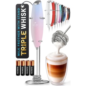 image:imageZulay Kitchen Powerful Milk Frother Wand With Duracell Batteries  Ultra Fast Handheld Drink Mixer  Electric Whisk Foam Maker for Coffee Lattes Cappuccino amp Matcha  Triple Whisk  Orchid LilacOrchid Bloom