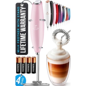 image:imageZulay Kitchen Powerful Milk Frother Wand With Duracell Batteries  Ultra Fast Handheld Drink Mixer  Electric Whisk Foam Maker for Coffee Lattes Cappuccino amp Matcha  Triple Whisk  Orchid LilacBurgundy Blush