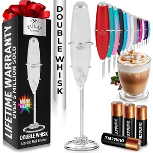 image:imageZulay Kitchen Powerful Milk Frother Wand With Duracell Batteries  Ultra Fast Handheld Drink Mixer  Electric Whisk Foam Maker for Coffee Lattes Cappuccino amp Matcha  Triple Whisk  Orchid LilacZodiac Quartz