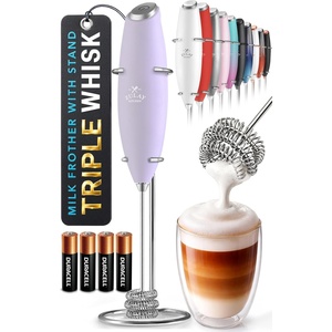 image:imageZulay Kitchen Powerful Milk Frother Wand With Duracell Batteries  Ultra Fast Handheld Drink Mixer  Electric Whisk Foam Maker for Coffee Lattes Cappuccino amp Matcha  Triple Whisk  Orchid LilacOrchid Lilac