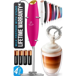 image:imageZulay Kitchen Powerful Milk Frother Wand With Duracell Batteries  Ultra Fast Handheld Drink Mixer  Electric Whisk Foam Maker for Coffee Lattes Cappuccino amp Matcha  Triple Whisk  Orchid LilacCoral Shimmer