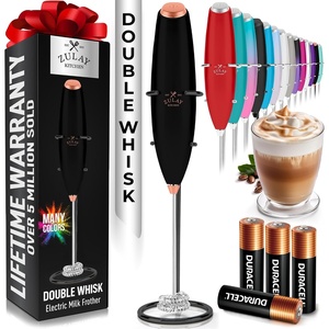 image:imageZulay Kitchen Powerful Milk Frother Wand With Duracell Batteries  Ultra Fast Handheld Drink Mixer  Electric Whisk Foam Maker for Coffee Lattes Cappuccino amp Matcha  Triple Whisk  Orchid LilacVoid  Copper