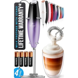 image:imageZulay Kitchen Powerful Milk Frother Wand With Duracell Batteries  Ultra Fast Handheld Drink Mixer  Electric Whisk Foam Maker for Coffee Lattes Cappuccino amp Matcha  Triple Whisk  Orchid LilacCloud Cosmos
