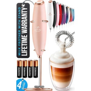 image:imageZulay Kitchen Powerful Milk Frother Wand With Duracell Batteries  Ultra Fast Handheld Drink Mixer  Electric Whisk Foam Maker for Coffee Lattes Cappuccino amp Matcha  Triple Whisk  Orchid LilacKismet Rose