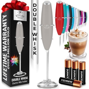 image:imageZulay Kitchen Powerful Milk Frother Wand With Duracell Batteries  Ultra Fast Handheld Drink Mixer  Electric Whisk Foam Maker for Coffee Lattes Cappuccino amp Matcha  Triple Whisk  Orchid LilacAll Must Go Slate Stone