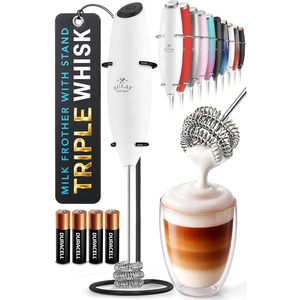 image:imageZulay Kitchen Powerful Milk Frother Wand With Duracell Batteries  Ultra Fast Handheld Drink Mixer  Electric Whisk Foam Maker for Coffee Lattes Cappuccino amp Matcha  Triple Whisk  Orchid LilacPearl White  Black
