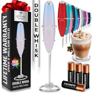 image:imageZulay Kitchen Powerful Milk Frother Wand With Duracell Batteries  Ultra Fast Handheld Drink Mixer  Electric Whisk Foam Maker for Coffee Lattes Cappuccino amp Matcha  Triple Whisk  Orchid LilacTwilight Cloud