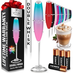 image:imageZulay Kitchen Powerful Milk Frother Wand With Duracell Batteries  Ultra Fast Handheld Drink Mixer  Electric Whisk Foam Maker for Coffee Lattes Cappuccino amp Matcha  Triple Whisk  Orchid LilacVibe Pink