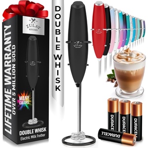 image:imageZulay Kitchen Powerful Milk Frother Wand With Duracell Batteries  Ultra Fast Handheld Drink Mixer  Electric Whisk Foam Maker for Coffee Lattes Cappuccino amp Matcha  Triple Whisk  Orchid LilacUltimate Black