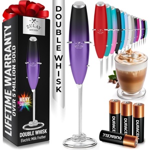image:imageZulay Kitchen Powerful Milk Frother Wand With Duracell Batteries  Ultra Fast Handheld Drink Mixer  Electric Whisk Foam Maker for Coffee Lattes Cappuccino amp Matcha  Triple Whisk  Orchid LilacUniverse
