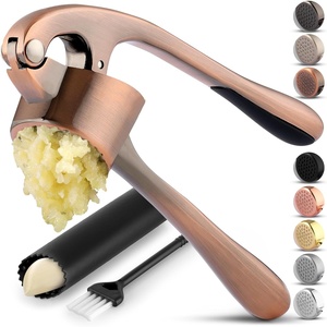 image:imageZulay Kitchen Premium Garlic Press Set  Rust Proof Professional Garlic Mincer Tool  EasySqueeze EasyClean with Soft Ergonomic Handle  Silicone Garlic Peeler amp Brush SilverStandard Copper