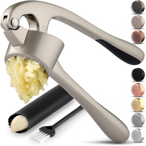image:imageZulay Kitchen Premium Garlic Press Set  Rust Proof Professional Garlic Mincer Tool  EasySqueeze EasyClean with Soft Ergonomic Handle  Silicone Garlic Peeler amp Brush SilverStandard Imperial Silver