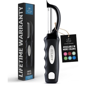 image:imageZulay Kitchen Premium Vegetable Peeler for Kitchen  Swivel Peeler with Razor Sharp Stainless Steel Blades amp Strong Ergonomic Handle  Dishwasher Safe Easy To Use with Blemish Remover  BlackJet Black