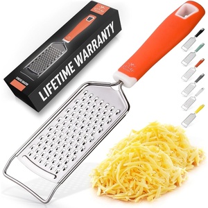 image:imageZulay Kitchen Professional Cheese Grater Stainless Steel  Durable RustProof Metal Lemon Zester Grater With Handle  Flat Handheld Shredder for Parmesan Chocolate Spices And More  OrangeOrange