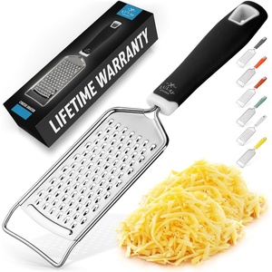 image:imageZulay Kitchen Professional Cheese Grater Stainless Steel  Durable RustProof Metal Lemon Zester Grater With Handle  Flat Handheld Shredder for Parmesan Chocolate Spices And More  OrangeBlack