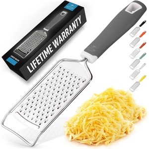 image:imageZulay Kitchen Professional Cheese Grater Stainless Steel  Durable RustProof Metal Lemon Zester Grater With Handle  Flat Handheld Shredder for Parmesan Chocolate Spices And More  OrangeGray