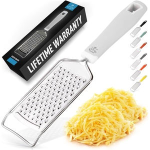 image:imageZulay Kitchen Professional Cheese Grater Stainless Steel  Durable RustProof Metal Lemon Zester Grater With Handle  Flat Handheld Shredder for Parmesan Chocolate Spices And More  OrangeWhite