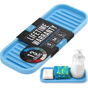 image:imageZulay Kitchen Small Silicone Sponge Holder 49x33  SpaceSaving Sink Organizer Tray for Sponge Soap Brush amp More  Compact NonSlip Dish for Kitchen amp Bathroom BlackBlue Medium