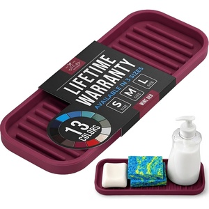 image:imageZulay Kitchen Small Silicone Sponge Holder 49x33  SpaceSaving Sink Organizer Tray for Sponge Soap Brush amp More  Compact NonSlip Dish for Kitchen amp Bathroom BlackWine Red Medium
