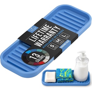 image:imageZulay Kitchen Small Silicone Sponge Holder 49x33  SpaceSaving Sink Organizer Tray for Sponge Soap Brush amp More  Compact NonSlip Dish for Kitchen amp Bathroom BlackProvence Blue Medium