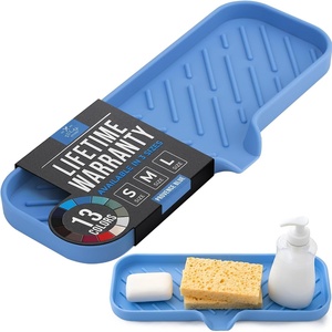 image:imageZulay Kitchen Small Silicone Sponge Holder 49x33  SpaceSaving Sink Organizer Tray for Sponge Soap Brush amp More  Compact NonSlip Dish for Kitchen amp Bathroom BlackProvence Blue Large