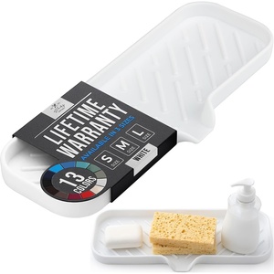 image:imageZulay Kitchen Small Silicone Sponge Holder 49x33  SpaceSaving Sink Organizer Tray for Sponge Soap Brush amp More  Compact NonSlip Dish for Kitchen amp Bathroom BlackWhite Large