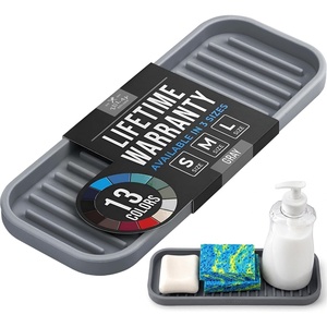 image:imageZulay Kitchen Small Silicone Sponge Holder 49x33  SpaceSaving Sink Organizer Tray for Sponge Soap Brush amp More  Compact NonSlip Dish for Kitchen amp Bathroom BlackGrey Medium