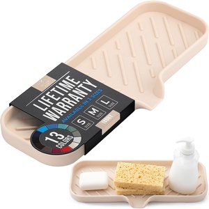 image:imageZulay Kitchen Small Silicone Sponge Holder 49x33  SpaceSaving Sink Organizer Tray for Sponge Soap Brush amp More  Compact NonSlip Dish for Kitchen amp Bathroom BlackIvory Large