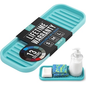 image:imageZulay Kitchen Small Silicone Sponge Holder 49x33  SpaceSaving Sink Organizer Tray for Sponge Soap Brush amp More  Compact NonSlip Dish for Kitchen amp Bathroom BlackAqua Sky Medium