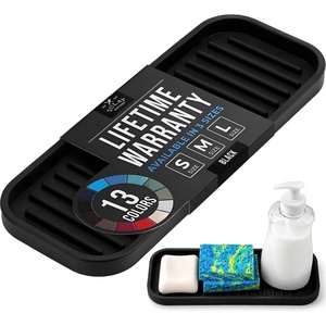 image:imageZulay Kitchen Small Silicone Sponge Holder 49x33  SpaceSaving Sink Organizer Tray for Sponge Soap Brush amp More  Compact NonSlip Dish for Kitchen amp Bathroom BlackBlack Medium