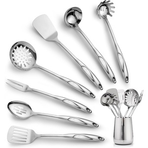 image:imageZulay Kitchen Stainless Steel Cooking Utensil  Stainless Steel Kitchen Utensil  Durable Kitchen Gadgets  Metal Kitchen Accessories  Easy to Clean Kitchen Tools  5 Piece Set8 Piece Set