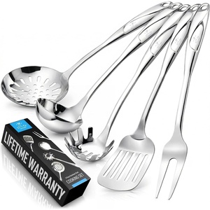 image:imageZulay Kitchen Stainless Steel Cooking Utensil  Stainless Steel Kitchen Utensil  Durable Kitchen Gadgets  Metal Kitchen Accessories  Easy to Clean Kitchen Tools  5 Piece Set5 Piece Set