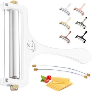 image:imageZulay Kitchen Stainless Steel Wire Cheese Slicer  Adjustable Hand Held Cheese Cutter with 2 Extra Wires  Premium Cheese Shaver For Mozzarella Cheddar Gruyere  Cheese Cutter with Wire WhiteFrosted White