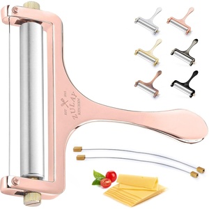 image:imageZulay Kitchen Stainless Steel Wire Cheese Slicer  Adjustable Hand Held Cheese Cutter with 2 Extra Wires  Premium Cheese Shaver For Mozzarella Cheddar Gruyere  Cheese Cutter with Wire WhiteRose Gold