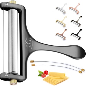 image:imageZulay Kitchen Stainless Steel Wire Cheese Slicer  Adjustable Hand Held Cheese Cutter with 2 Extra Wires  Premium Cheese Shaver For Mozzarella Cheddar Gruyere  Cheese Cutter with Wire WhiteGunmetal