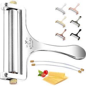 image:imageZulay Kitchen Stainless Steel Wire Cheese Slicer  Adjustable Hand Held Cheese Cutter with 2 Extra Wires  Premium Cheese Shaver For Mozzarella Cheddar Gruyere  Cheese Cutter with Wire WhiteSilver