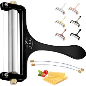 image:imageZulay Kitchen Stainless Steel Wire Cheese Slicer  Adjustable Hand Held Cheese Cutter with 2 Extra Wires  Premium Cheese Shaver For Mozzarella Cheddar Gruyere  Cheese Cutter with Wire WhiteMatte Black