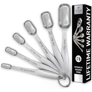 image:imageZulay Measuring Spoons Set  6 Piece Stainless Steel Measuring Spoons  Easy to Read Etched Markings amp Slim Design for Narrow Spice Jars  Heavy Duty Tablespoon Measure Spoon with Removable Clasp6 Pieces