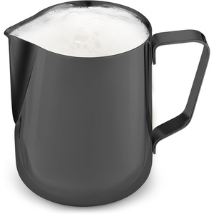 image:imageZulay Milk Frothing Pitcher with Latte Art Pen  12oz 20oz 32oz  Stainless Steel Frother Cup with Measurement Markings Espresso amp Coffee Accessories Creamer Jug with LaserWelded Handle  12 ozMidnight Black